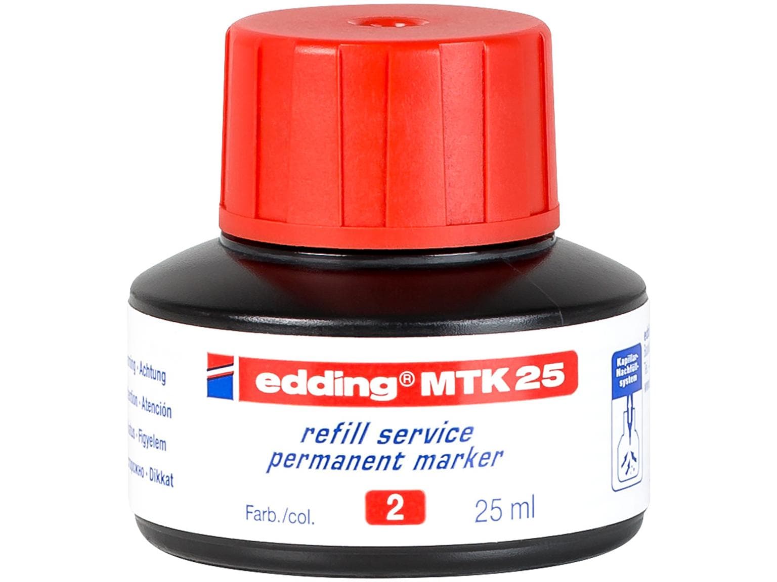 Recharge d'encre edding MTK25 rouge avec système capillaire