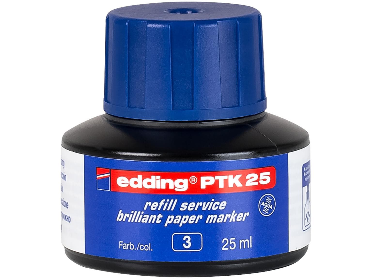 Recharge d'encre Edding PTK25 bleue avec système capillaire