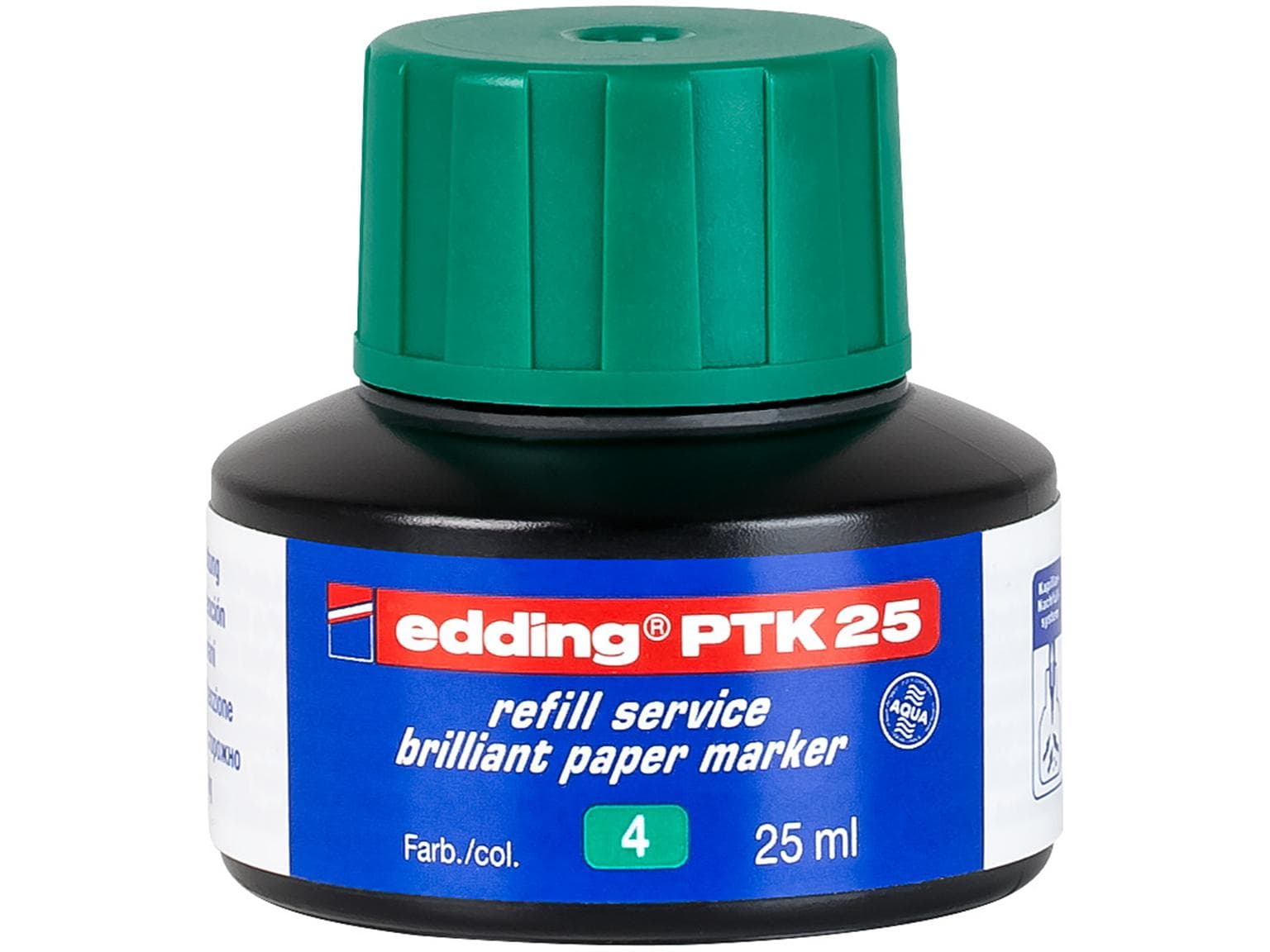 Recharge d'encre Edding PTK25 verte avec système capillaire