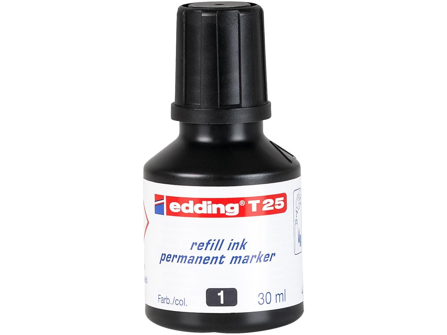 Recharge d'encre noire Edding T-25 avec système de dosage par gouttes