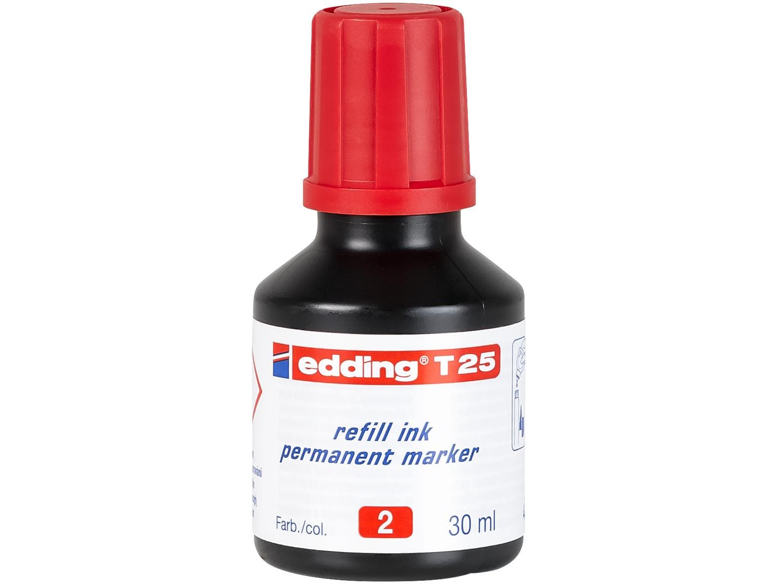 Recharge d'encre edding T-25 rouge avec système de dosage par gouttes
