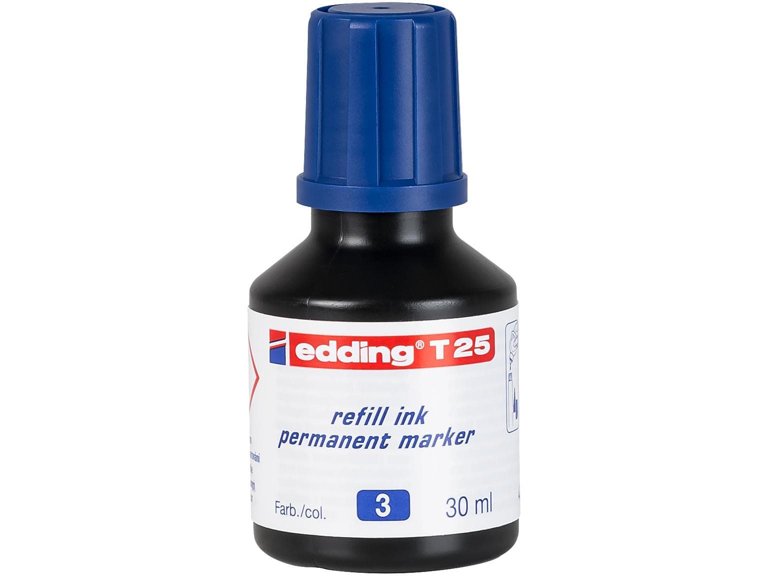 Recharge d'encre edding T-25 bleue avec système de dosage par gouttes