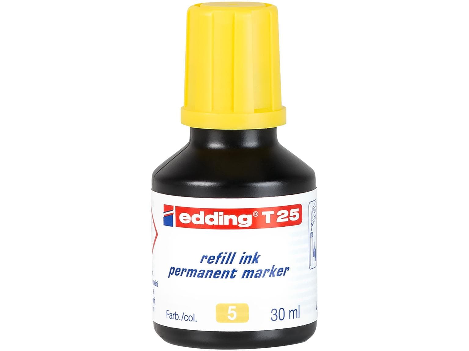 Recharge d'encre edding T-25 jaune avec système de distribution par gouttes