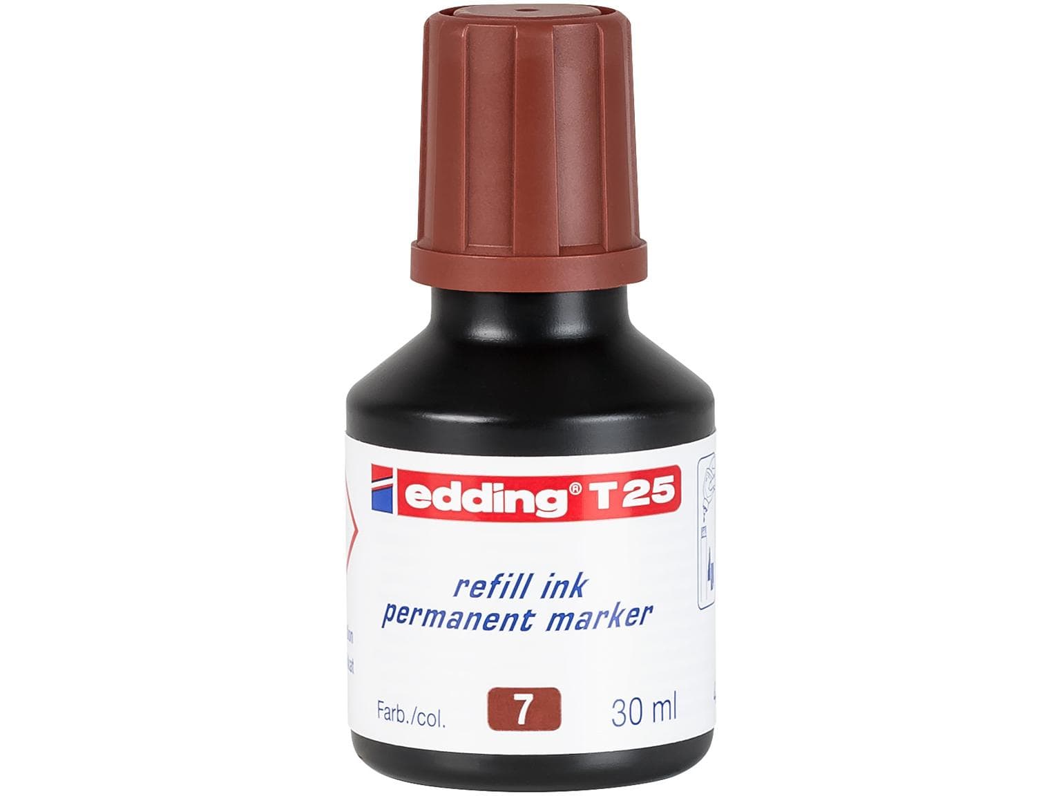 Recharge d'encre Edding T-25 marron avec système de dosage par gouttes