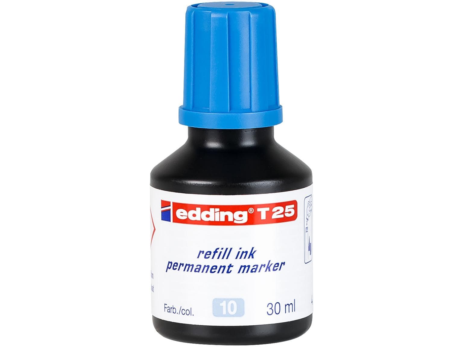 Recharge d'encre edding T-25 bleu clair avec système de dosage par gouttes