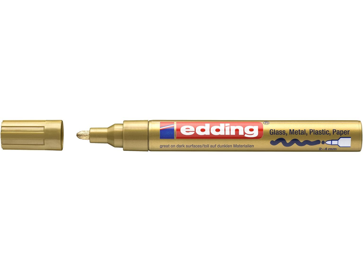 Marqueur peinture edding 750-CREA pointe ronde dorée 2-4 mm