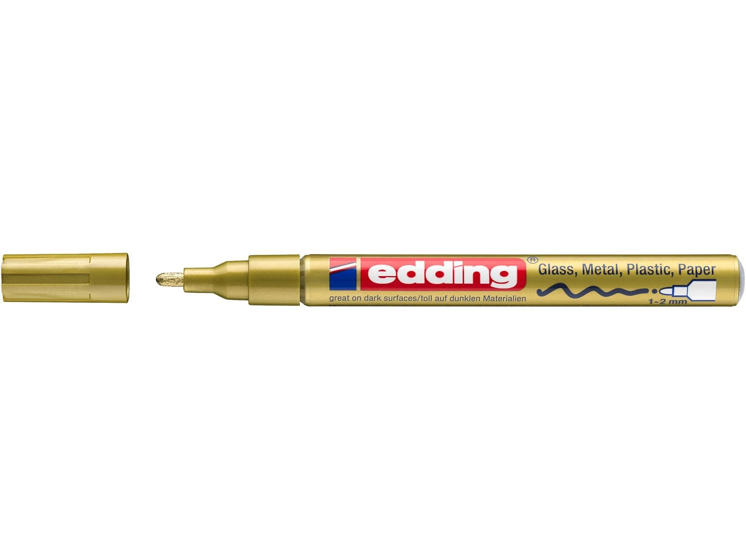 Marqueur peinture edding 751-CREA pointe ronde dorée 1-2 mm
