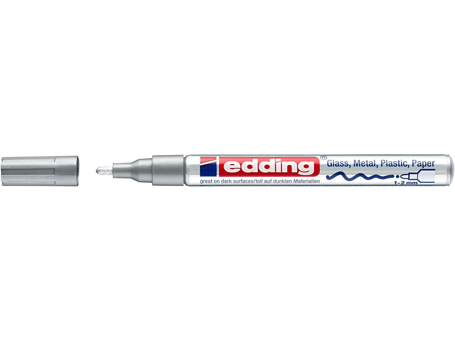 Marqueur peinture edding 751-CREA pointe ronde argentée 1-2 mm