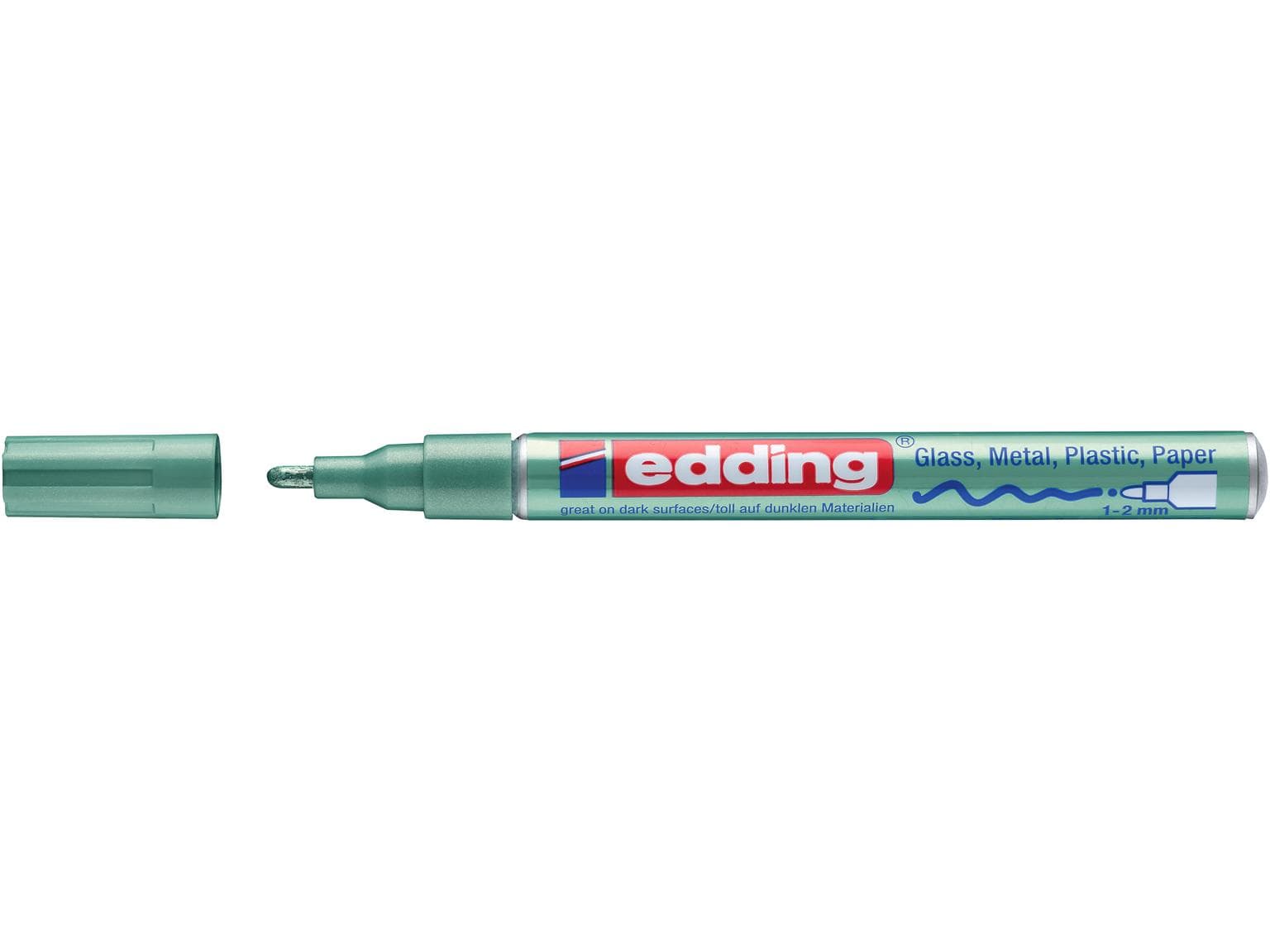 Marqueur peinture edding 751-CREA vert métallisé, pointe ronde 1-2 mm