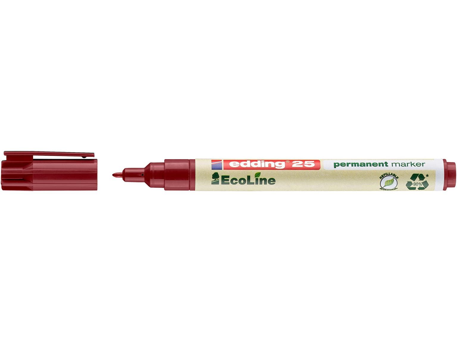 Marqueur permanent edding 25 EcoLine pointe ogive rouge 1 mm, respectueux de l'environnement
