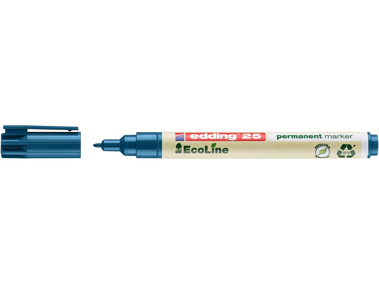 Marqueur permanent edding 25 EcoLine pointe ogive bleue 1 mm, respectueux de l'environnement