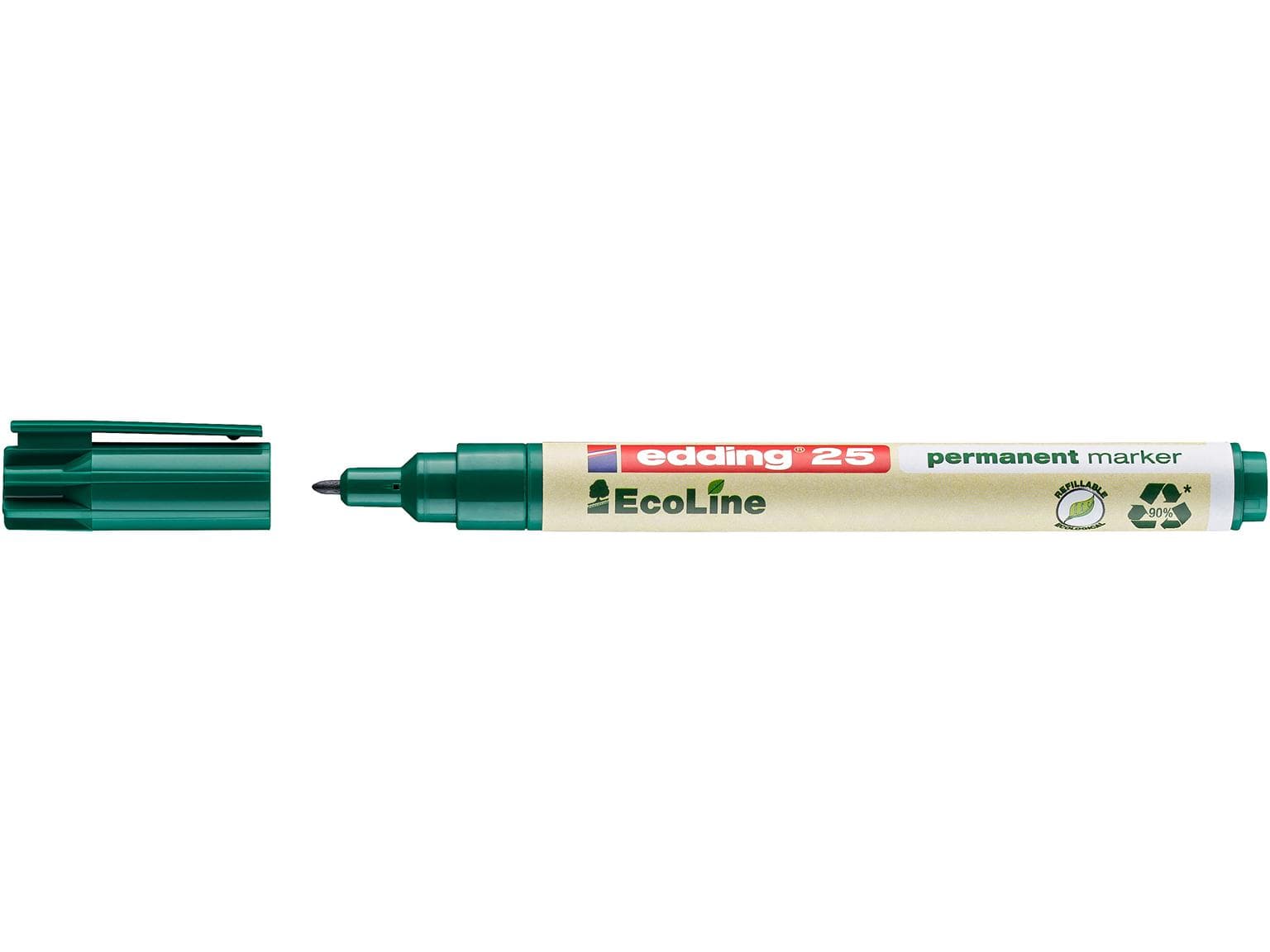 Marqueur permanent edding 25 EcoLine pointe ogive verte 1 mm, respectueux de l'environnement