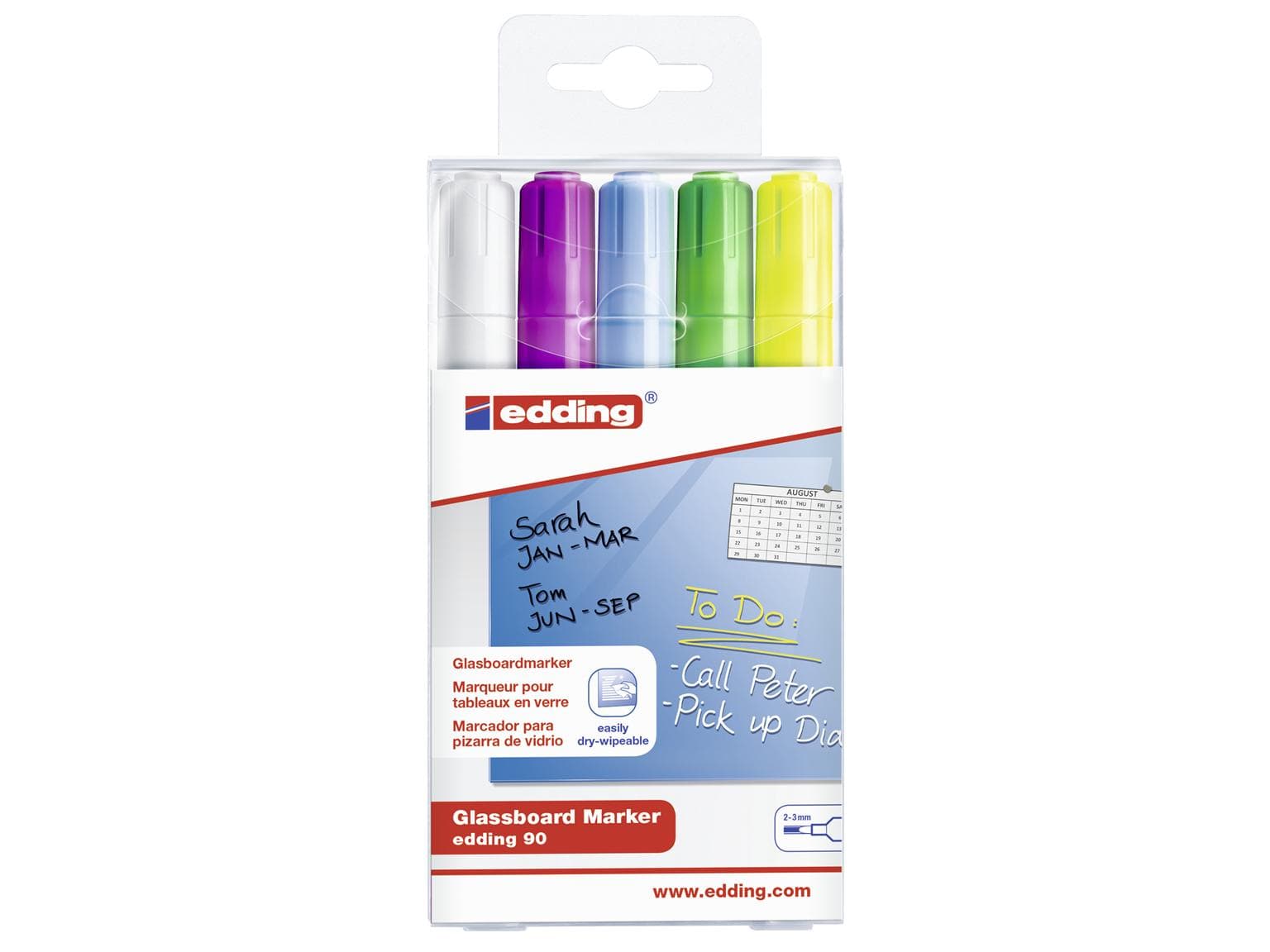 Pennarello per lavagne in vetro Edding 90ass E-5 099 punta tonda 2-3 mm