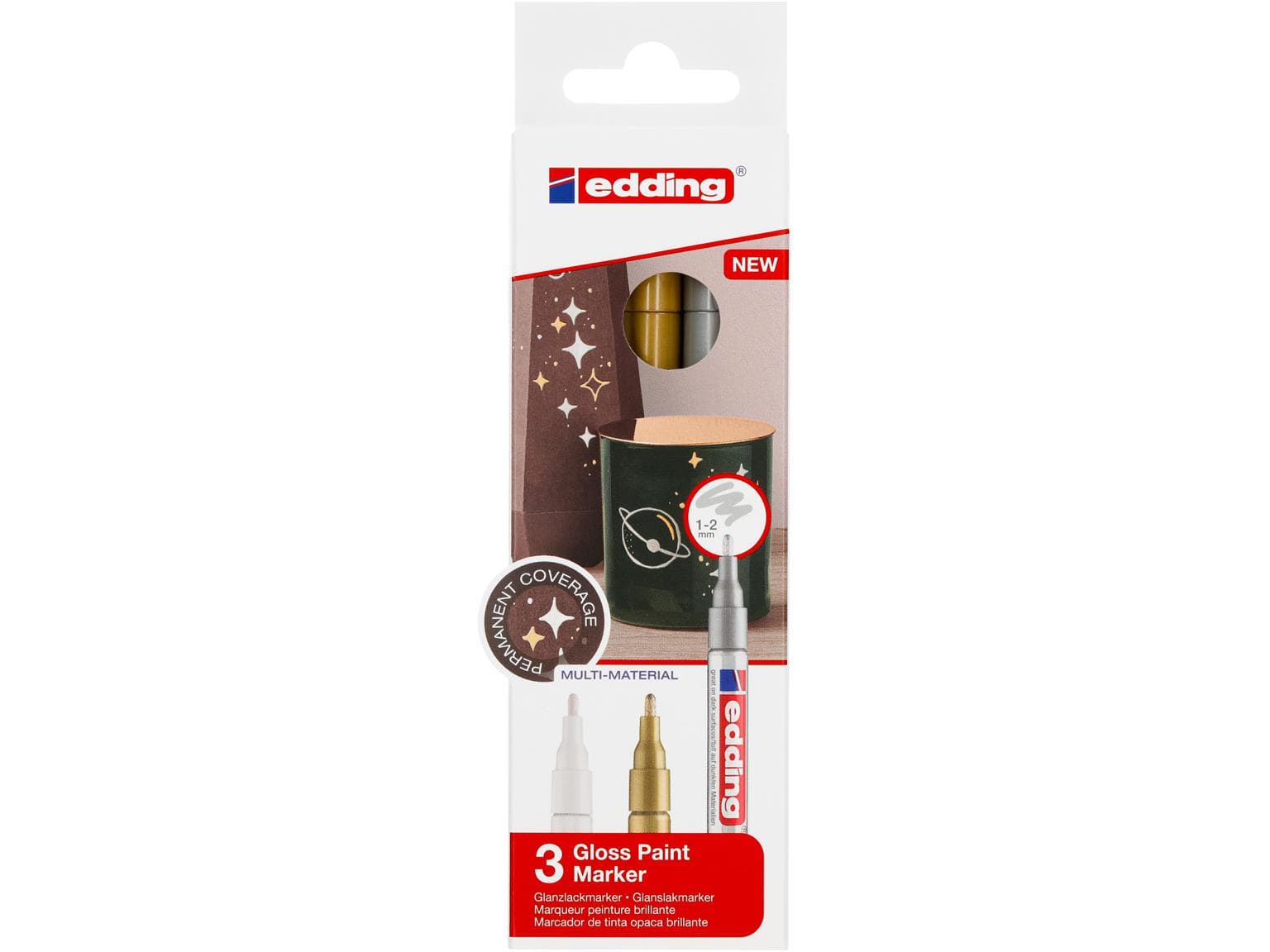 Marqueur peinture Edding 751-CREA E-3 go/si/ws pointe ronde 1-2 mm