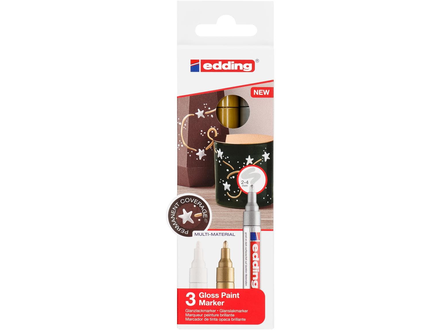 pennarello a vernice edding 750-CREA E-3 go/si/ws punta tonda 1-2 mm