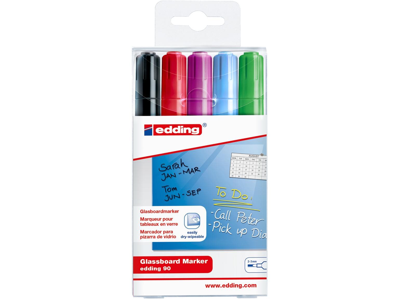Pennarello per lavagne in vetro Edding 90ass E-5 000 punta tonda 2-3 mm