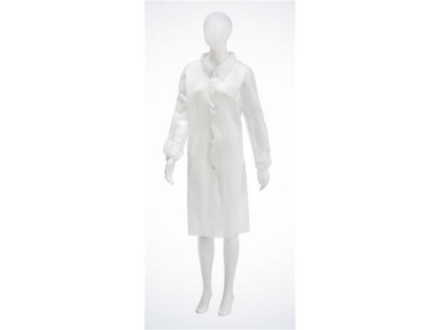 Blouse visiteur en polaire PP, Med-Comfort, taille L, blanche, longueur 110 cm,