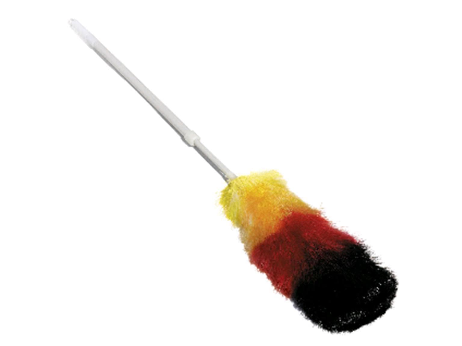 Spolverino sintetico con manico telescopico fino a 125 cm, colore nero-rosso-oro