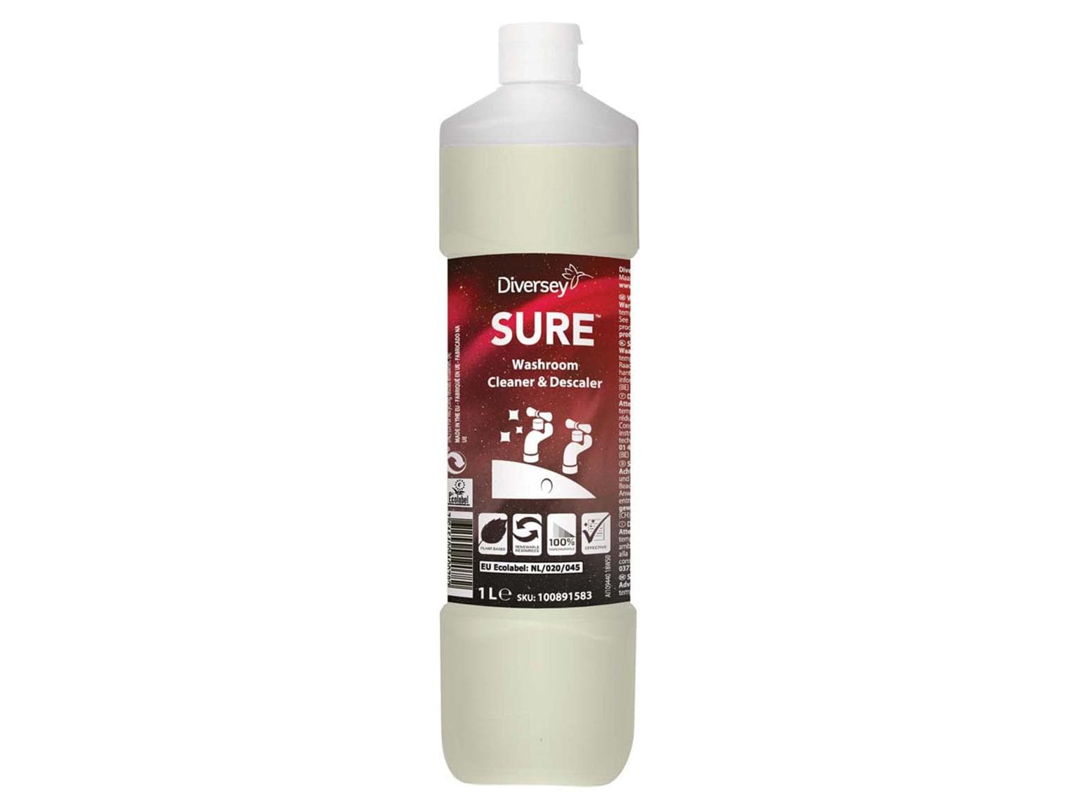 Detergente di manutenzione Diversey SURE Detergente e disincrostante per bagni, 6 x 1L