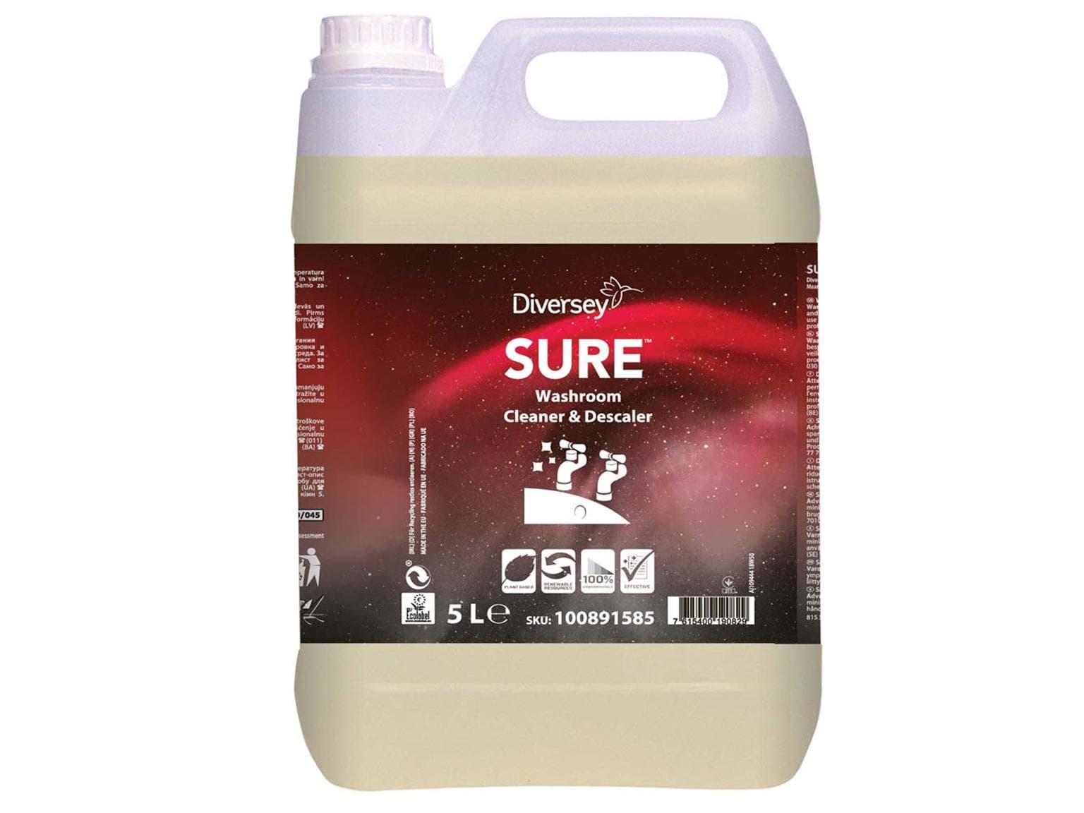 Detergente di manutenzione Diversey SURE Washroom Cleaner & Disincrostante, 2 x 5L