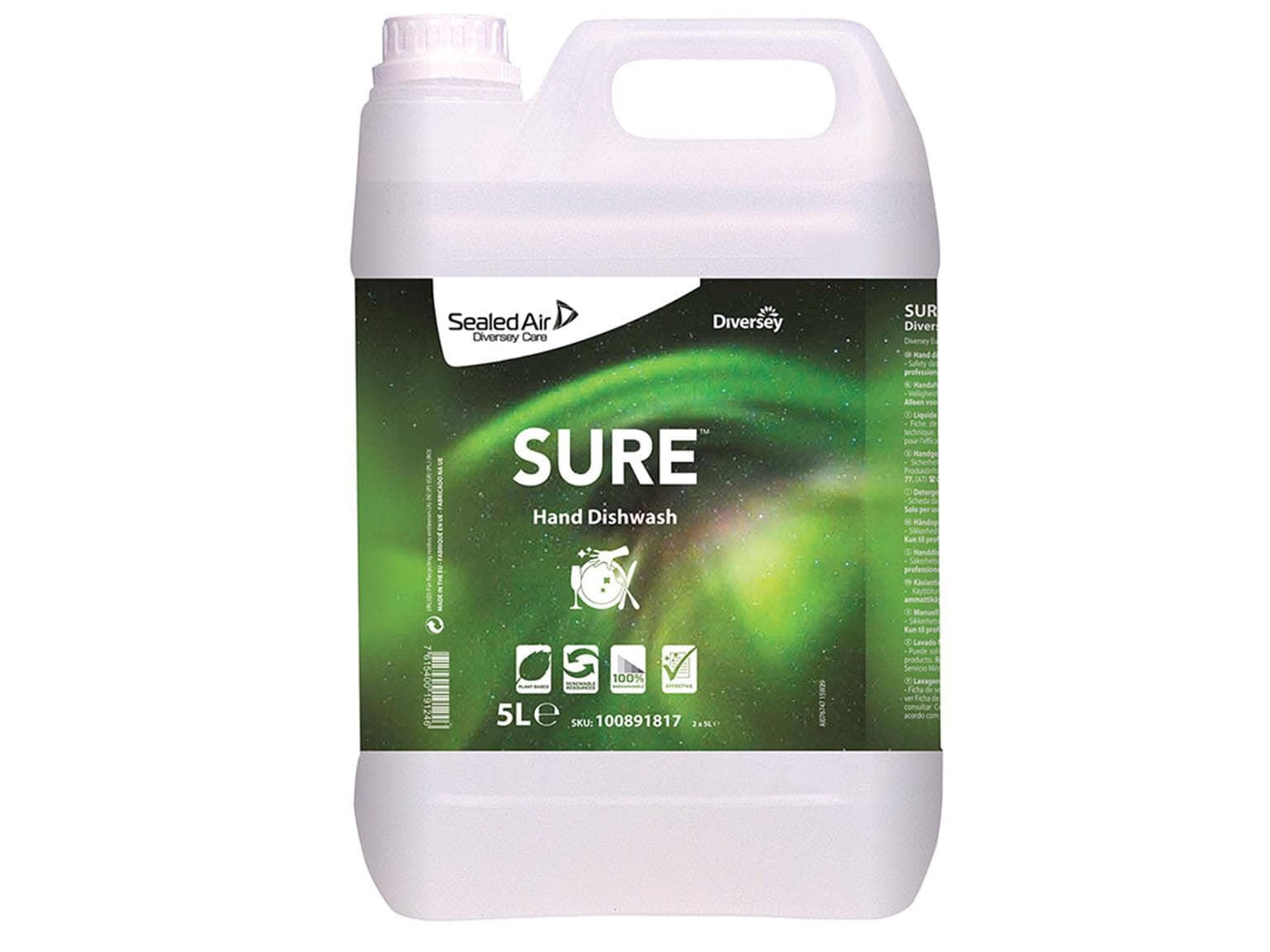 Détergent à vaisselle concentré Sure Hand Dishwash, 2 bidons de 5 L