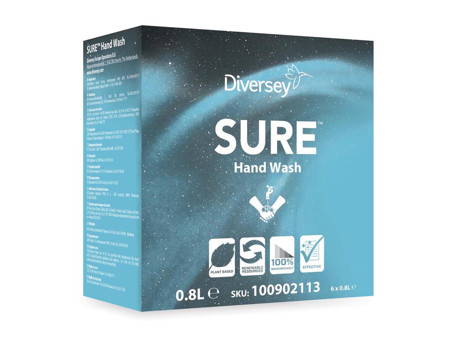 Sapone per le mani SURE, 6 flaconi da 800 ml