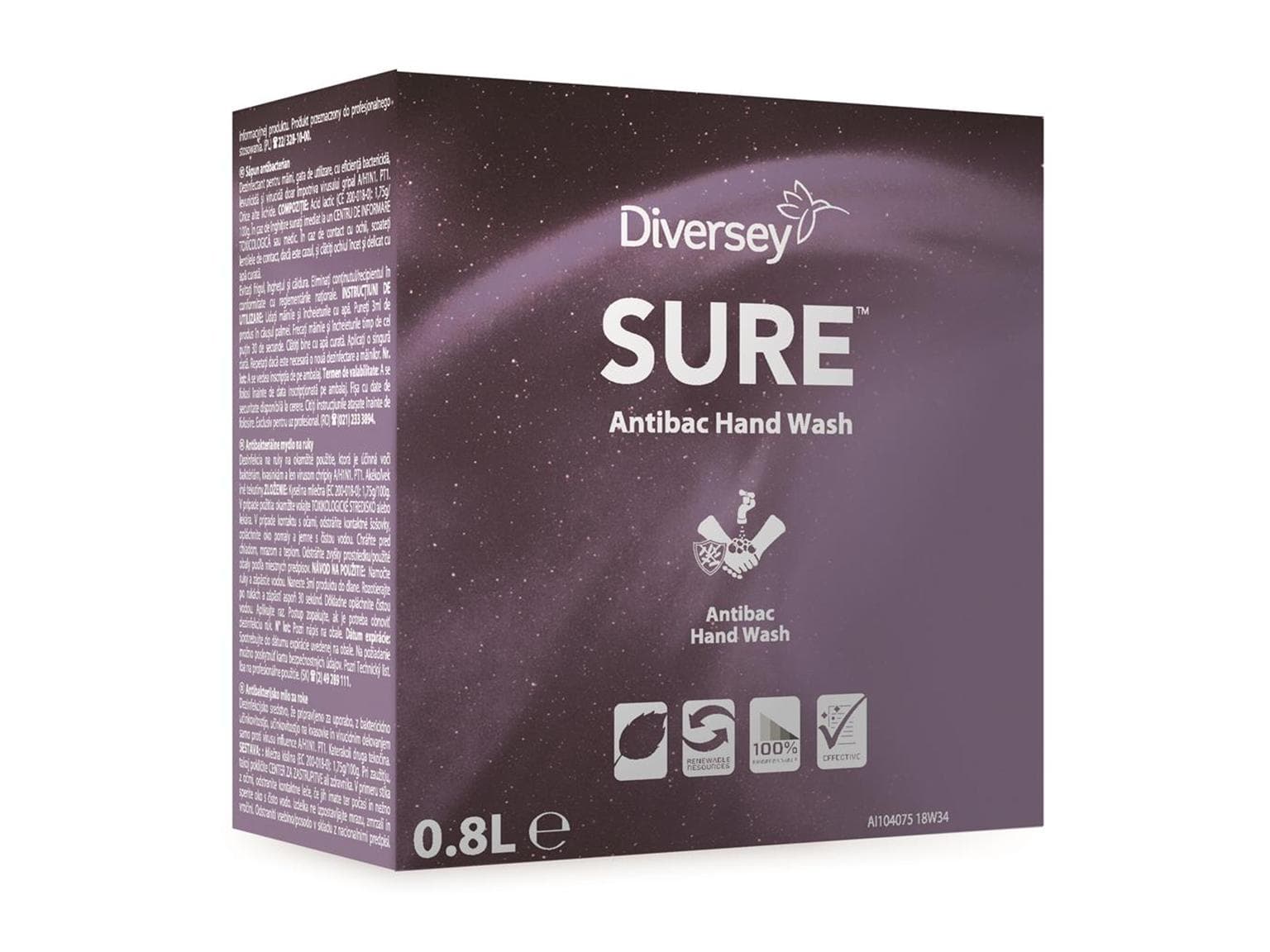 Savon pour les mains Sure Antibac, 6 flacons de 800 ml