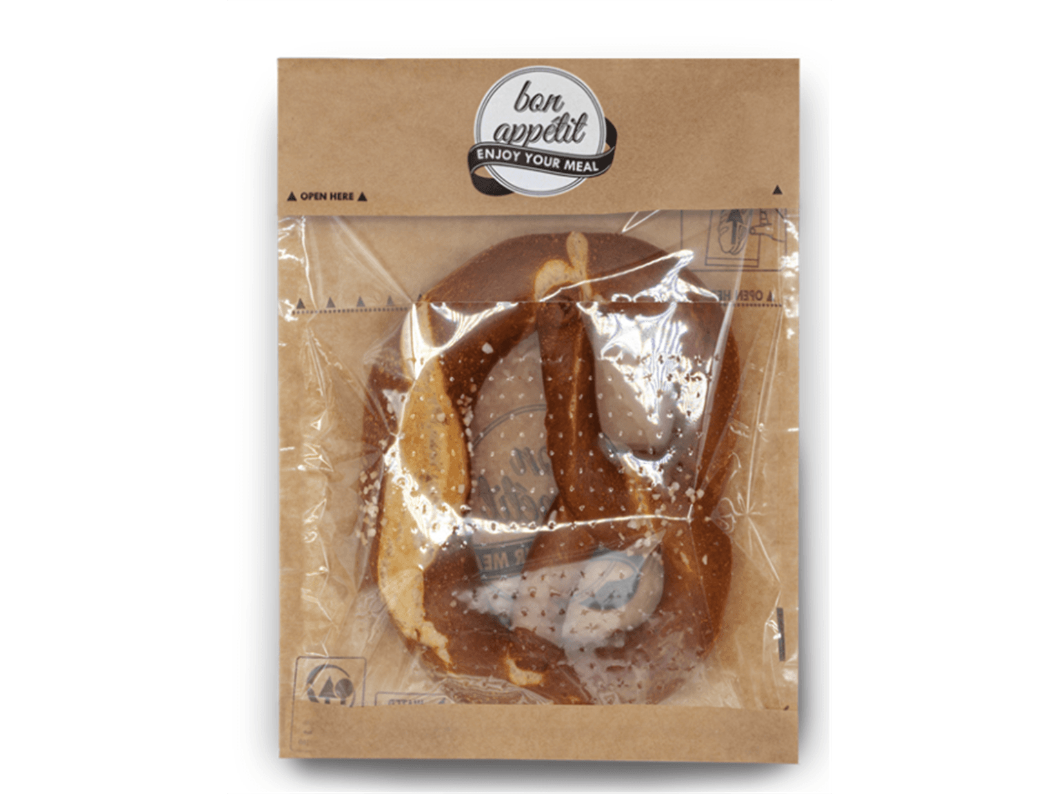 Sac à fenêtre en parchemin brun, 21 x 24,5 cm,