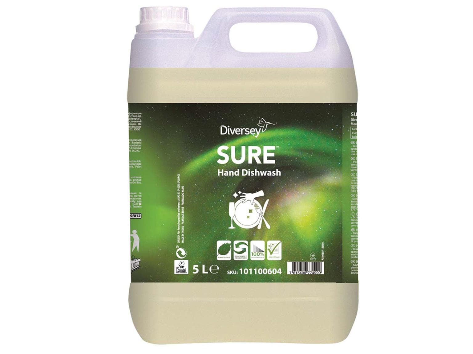 Detersivo per piatti Diversey SURE Hand Dishwash, 2 taniche da 5 l