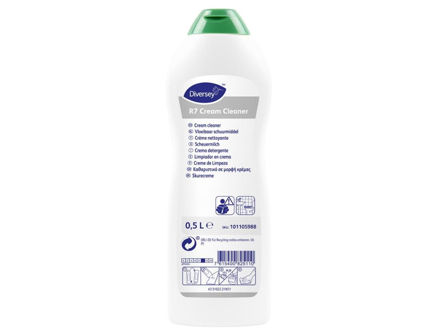 Nettoyant crème Diversey Cream R7 pour toutes les surfaces dures et résistantes à l'eau.