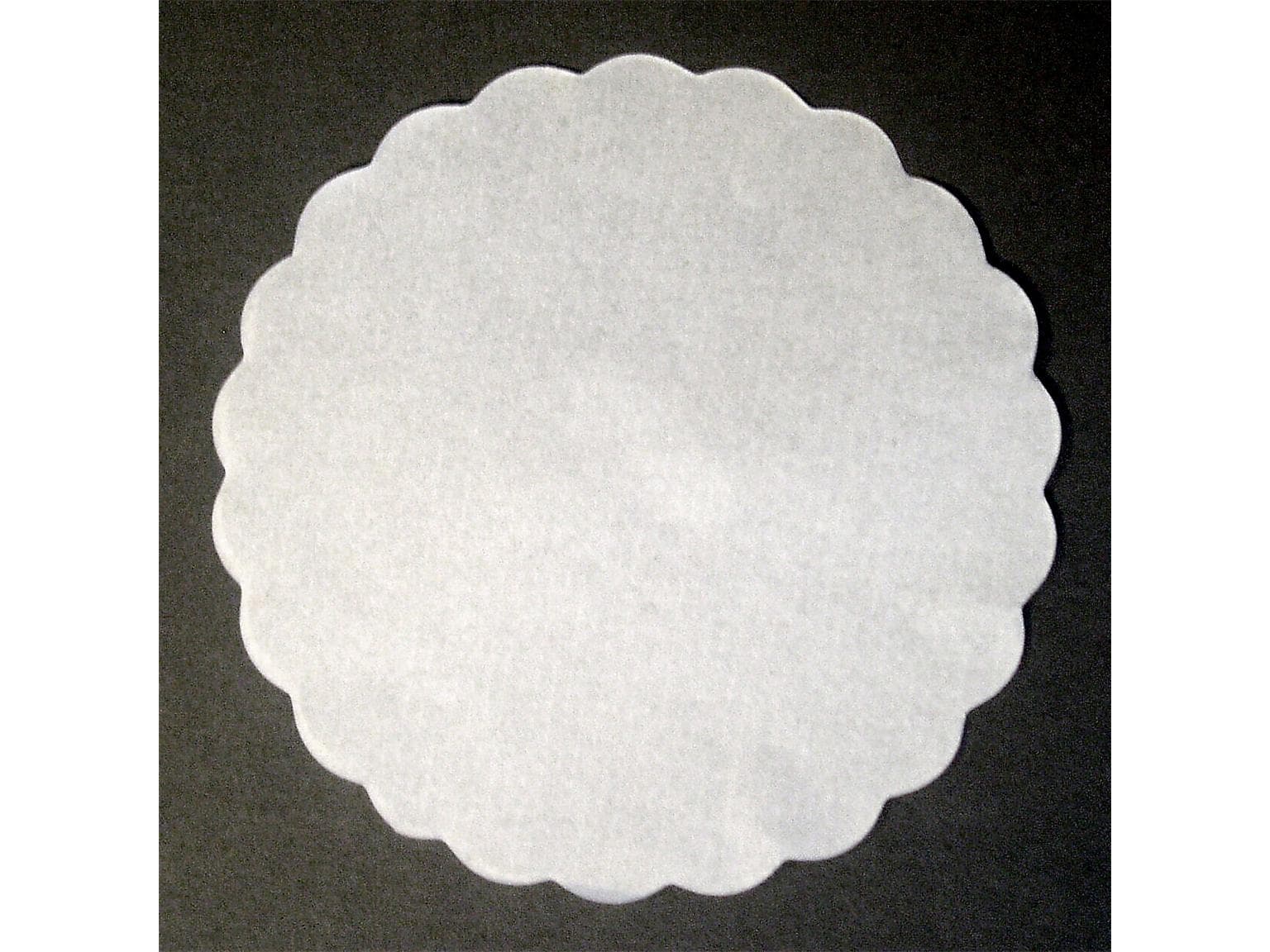 Dessous de verre en papier absorbant 56gm2, 1 pli, blanc, Ø 90mm, bord ondulé,