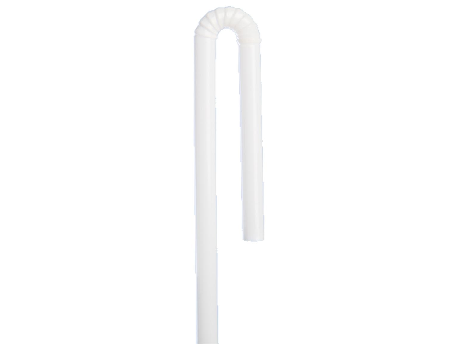 Pailles à boire en PP blanc, longueur 21 cm, Ø 6 mm, avec zone de courbure, emballées individuellement dans du papier