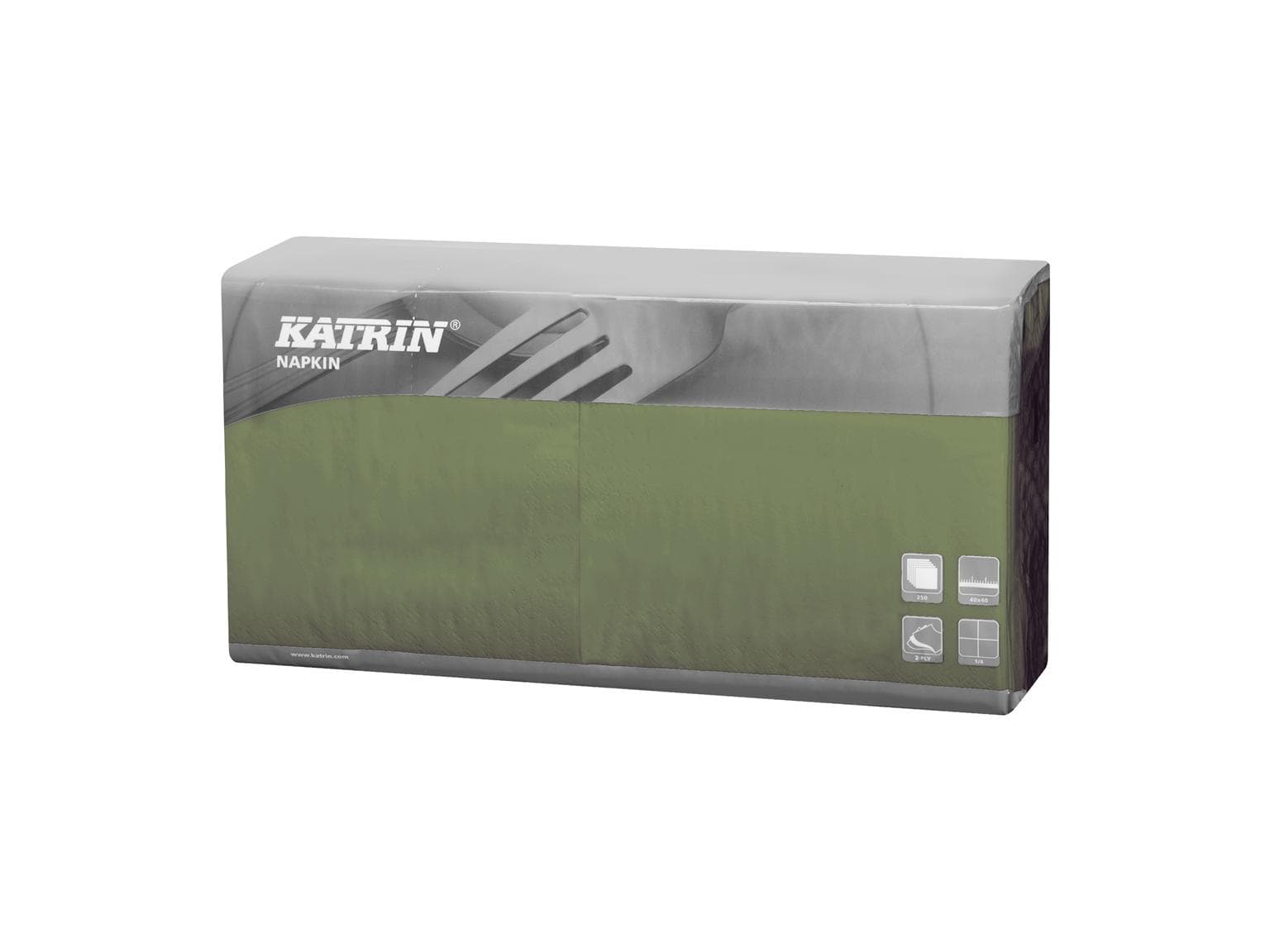 Serviettes Katrin 2 plis, 40 x 40 cm, pliées en 4, vertes