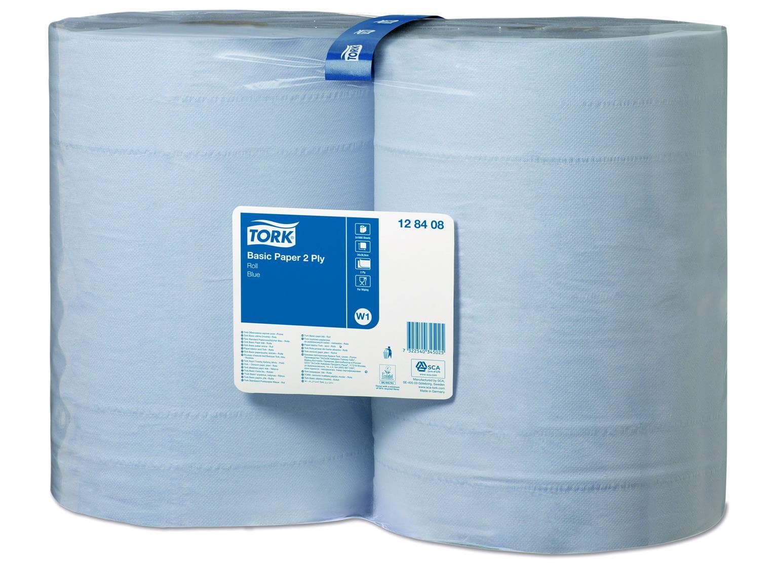 Rouleaux de chiffons de nettoyage Tork Universal, bleu tissu, 2 plis, 1000 feuilles,