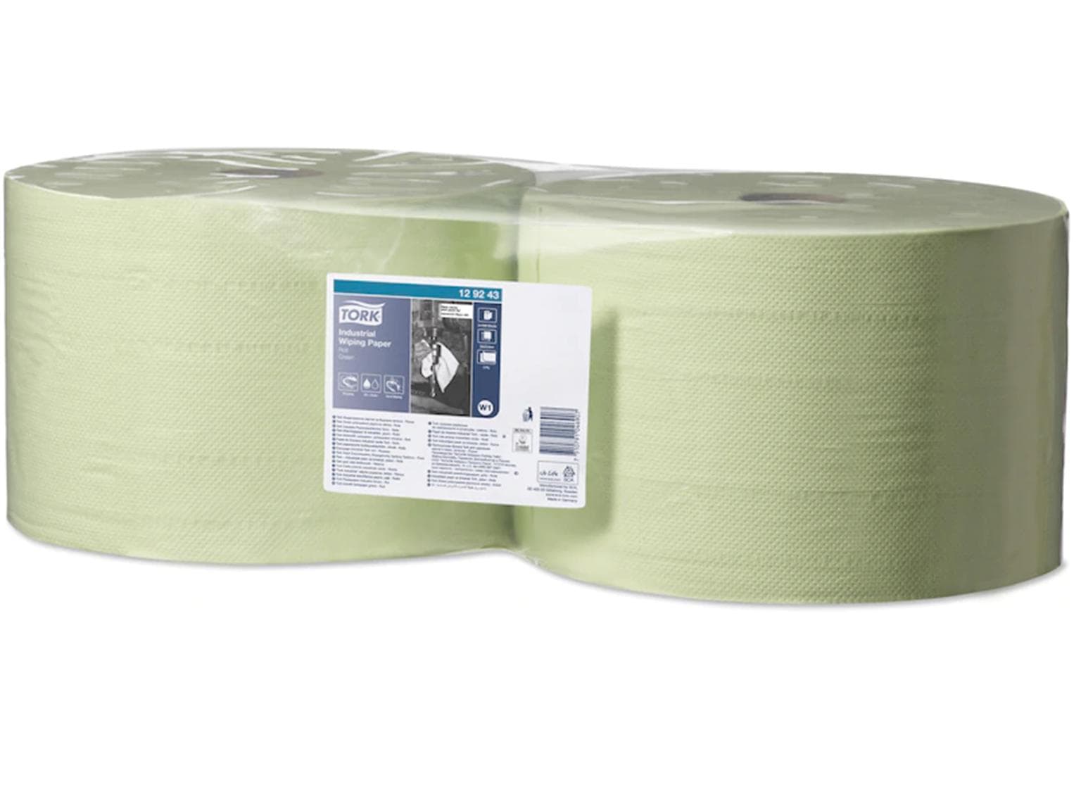 Rouleaux de chiffons de nettoyage Tork, système sol/mur W1, 23,5 cm x 510 m, vert, 2 plis