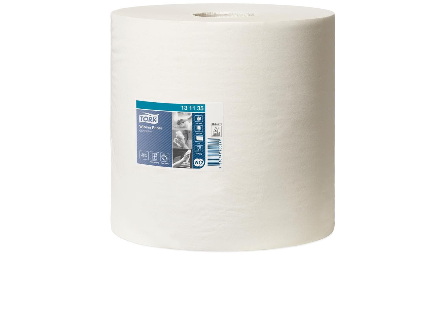 Rouleaux de chiffons de nettoyage Tork Advanced 415, papier de soie blanc brillant, 1 pli, 460 lfm, non perforé