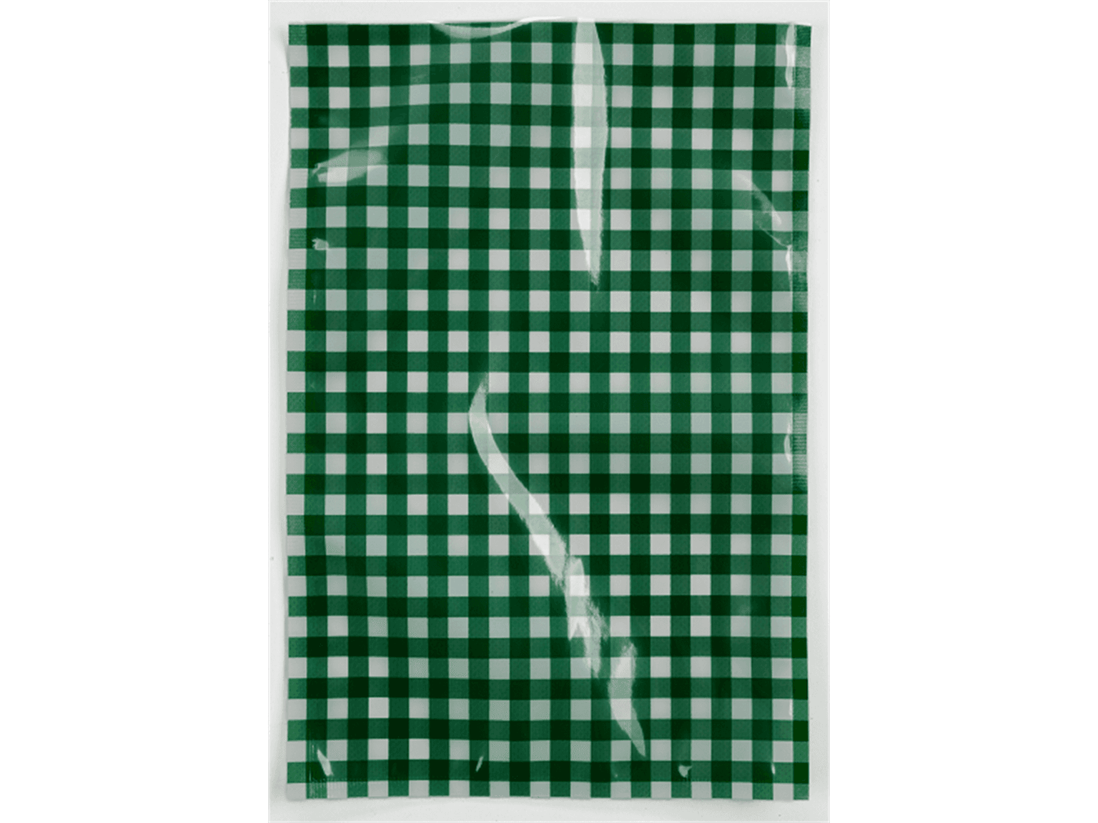 Sacchetto sottovuoto 200 x 300 mm, NPE 20/70 stampa unilaterale a quadretti bianco/verde