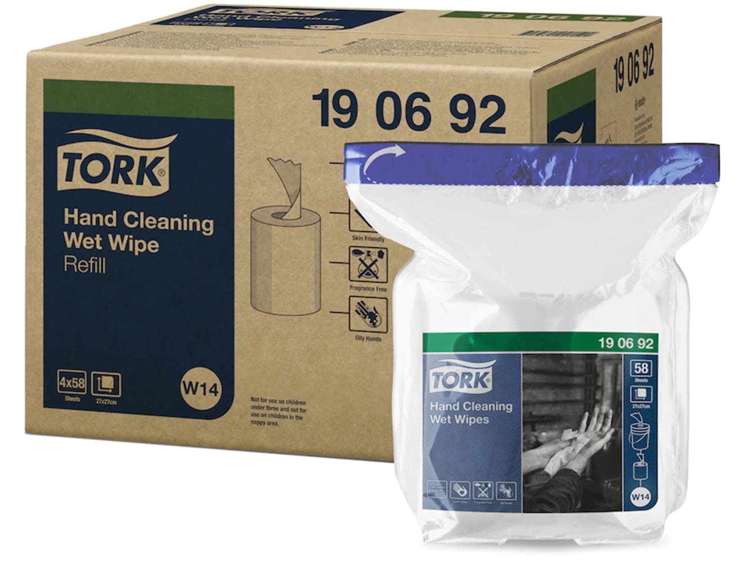 Chiffons de nettoyage humides TORK, pour W14 blancs, 1 épaisseur, 13,5 cm x 15,7 m
