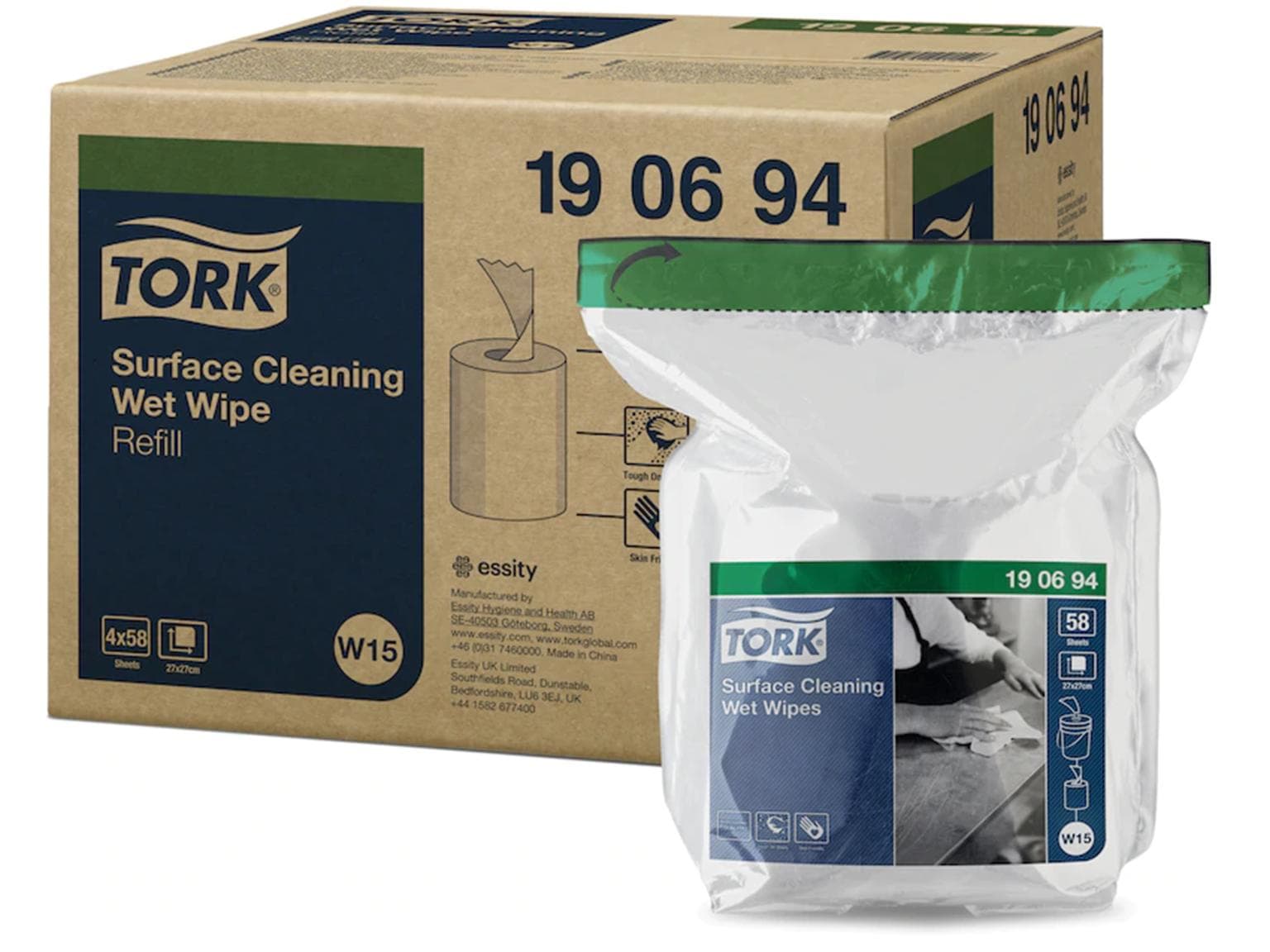 Chiffons de nettoyage humides TORK, pour W15 blancs, 1 épaisseur, 13,5 cm x 15,7 m