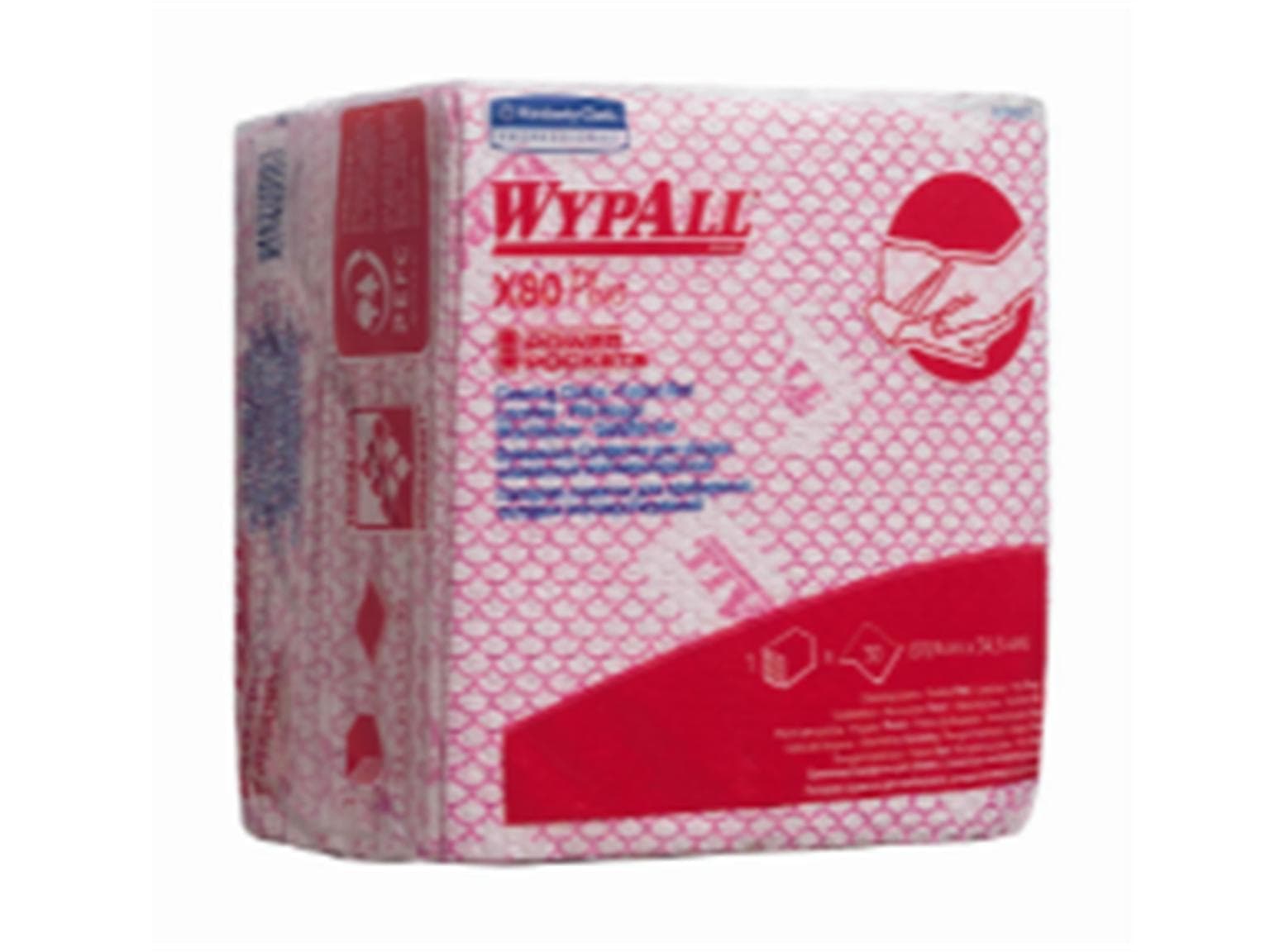 Chiffons de nettoyage Plus Wypall X80 rouge 35 x 34 cm, pliés en quatre, 1 pli