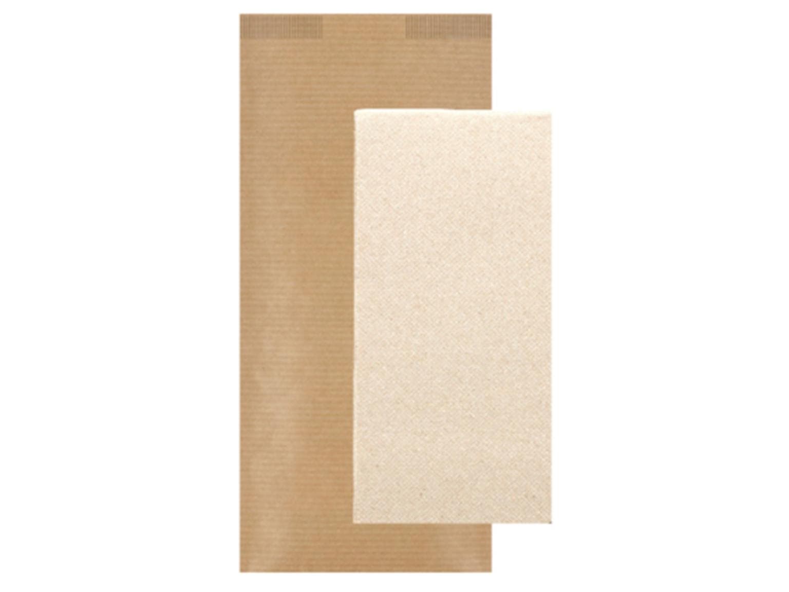Sacchetto portaposate in carta kraft marrone, a coste strette, 11 x 25 cm, con marrone naturale