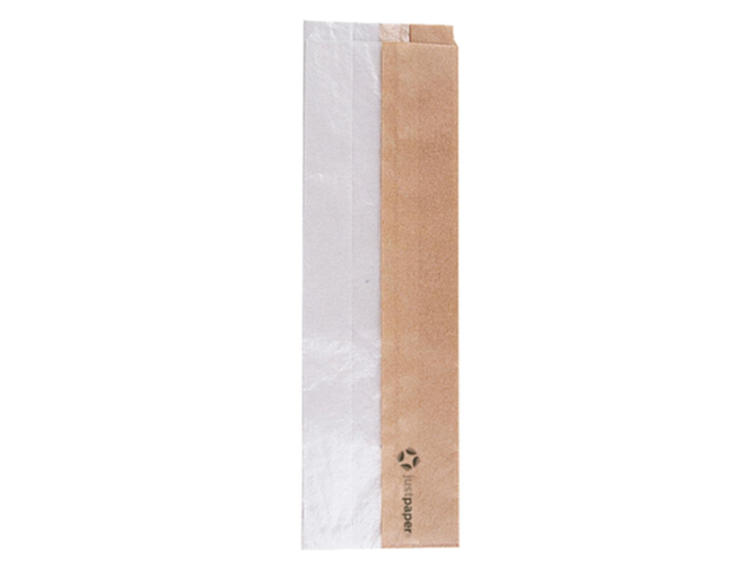 Sichtstreifenbeutel "Fifty-Fifty", aus braunem Kraftpapier, 9 x 5.5 x 30 cm,