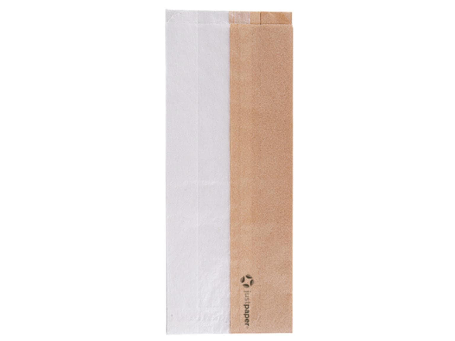 Sichtstreifenbeutel "Fifty-Fifty", aus braunem Kraftpapier, 12 x 6 x 30 cm,