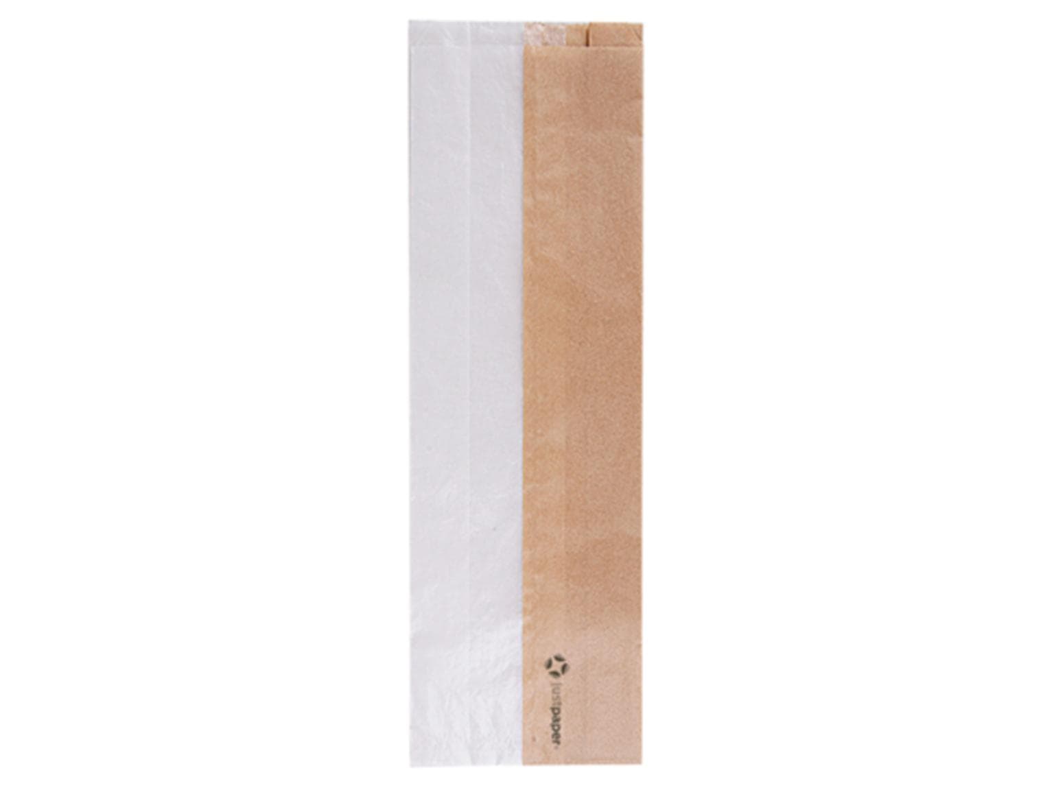 Sachet transparent "Fifty-Fifty", en papier kraft brun, 12 x 6 x 38 cm,
