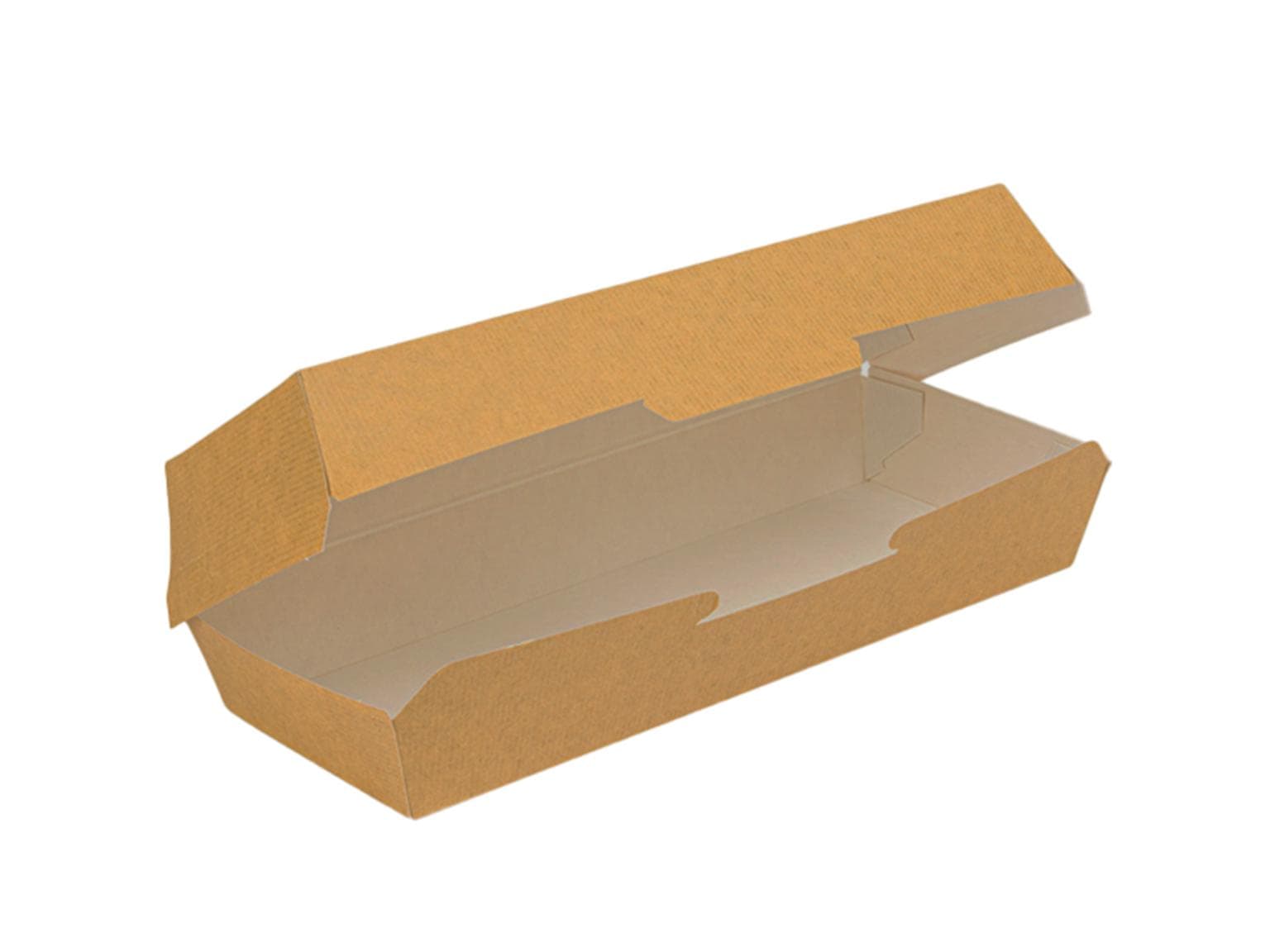 Scatola menu "Panini" con coperchio a scatto, in cartone ondulato marrone Nano Micro, interno