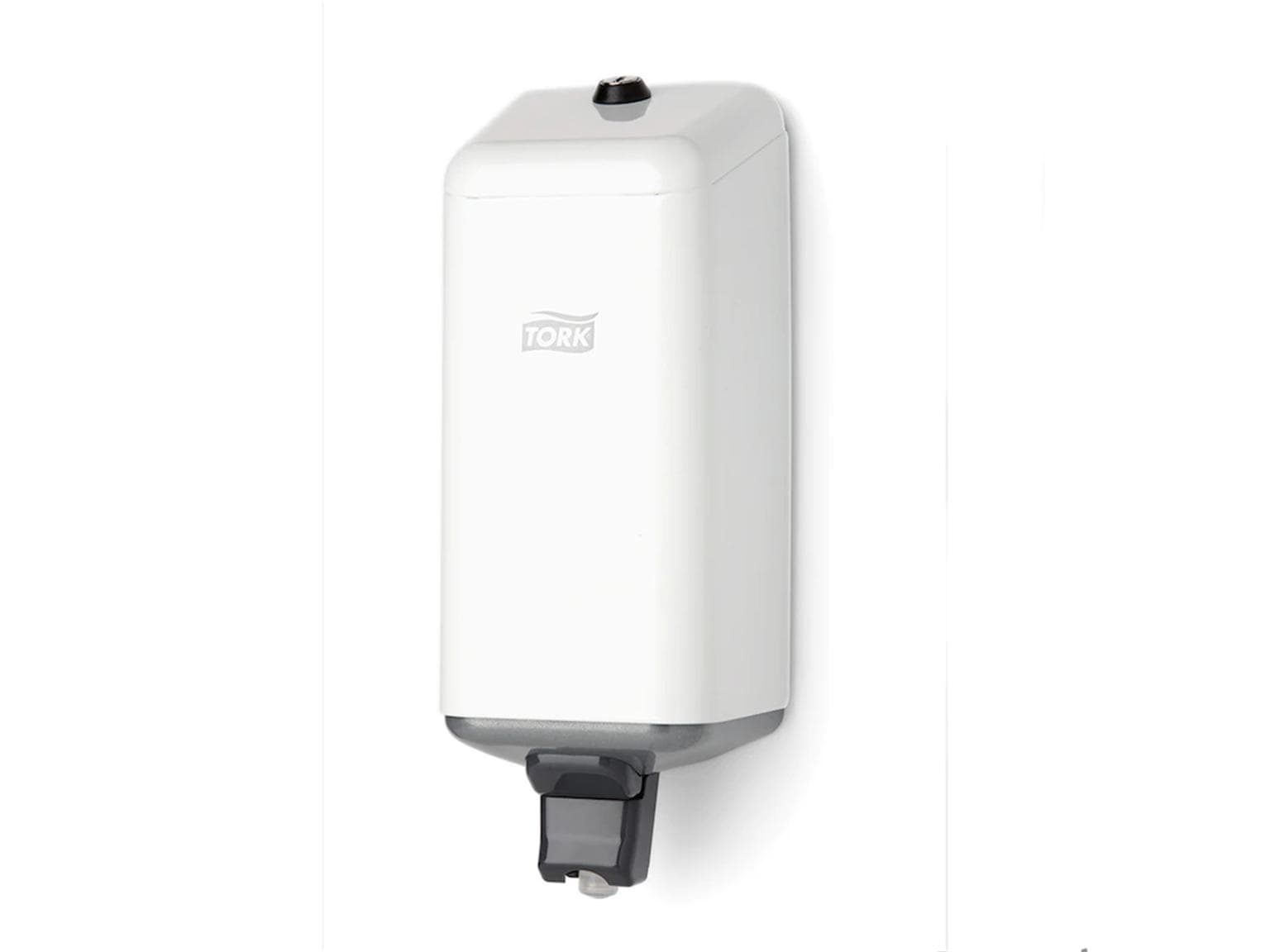 Distributeur de savon Tork S1 en métal blanc, H296 x L115 x P96 mm