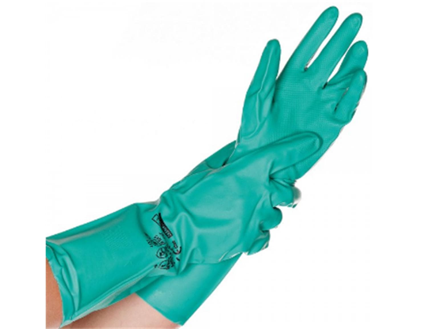 Guanti in nitrile universali, Cat. III, lunghi 34 cm, taglia L, con interno in cotone