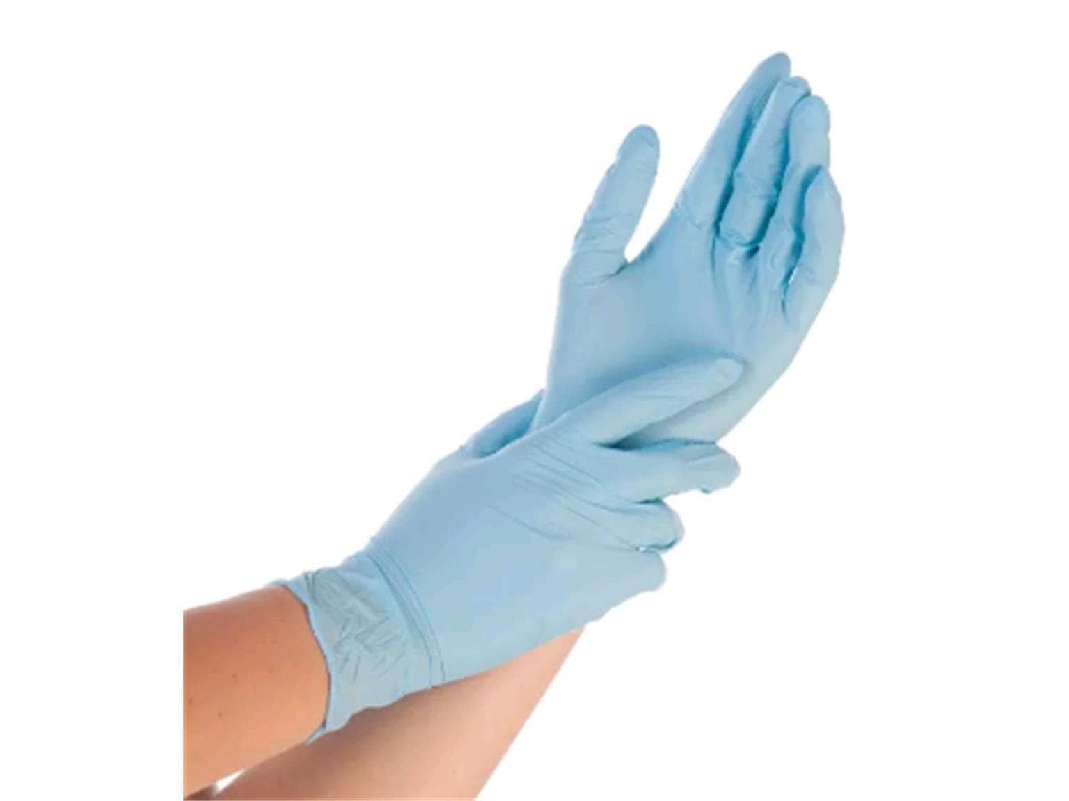 Guanti in nitrile taglia L, senza polvere, blu, lunghezza 24 cm