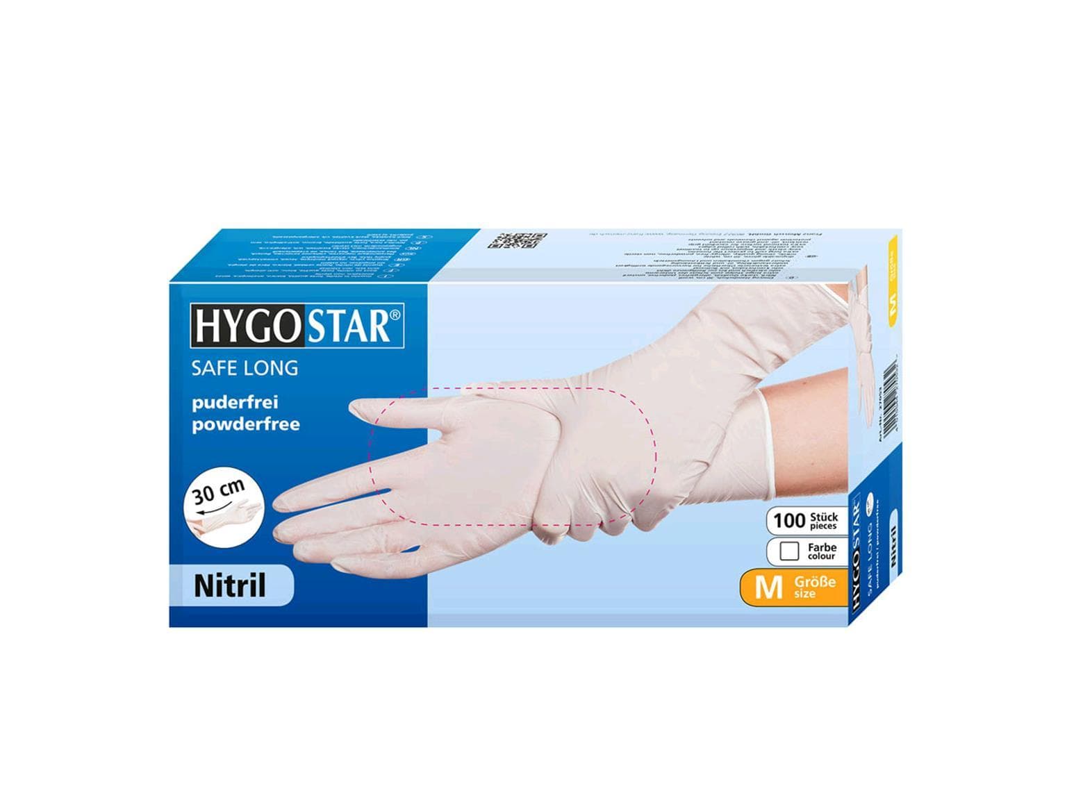 Handschuhe Nitril "SAFE Long" weiss, Grösse S, starke Qualität, 30 cm