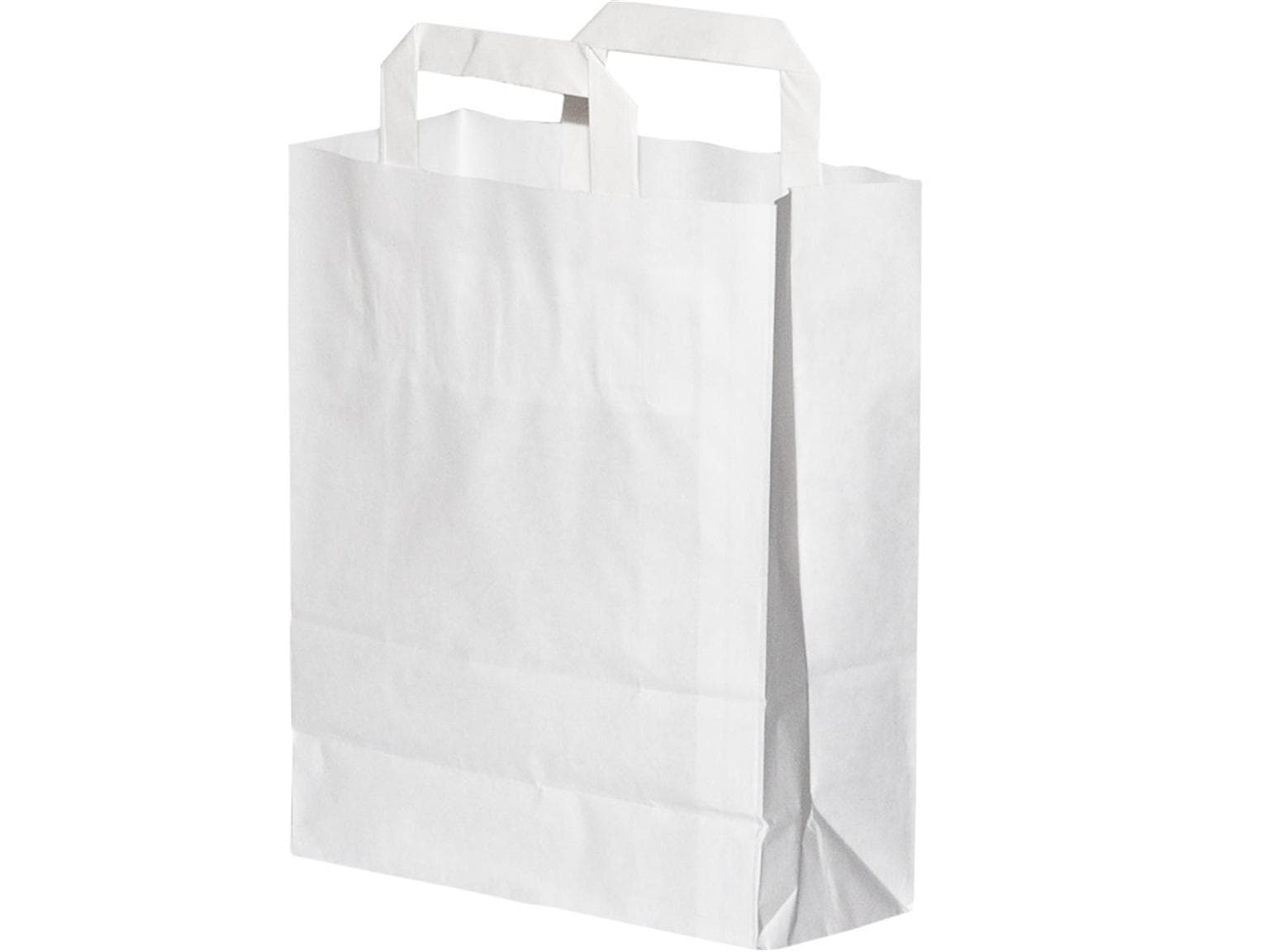 Sacchetti di carta bianchi 70 gm2, non stampati, 220 + 110 x 280 mm, con